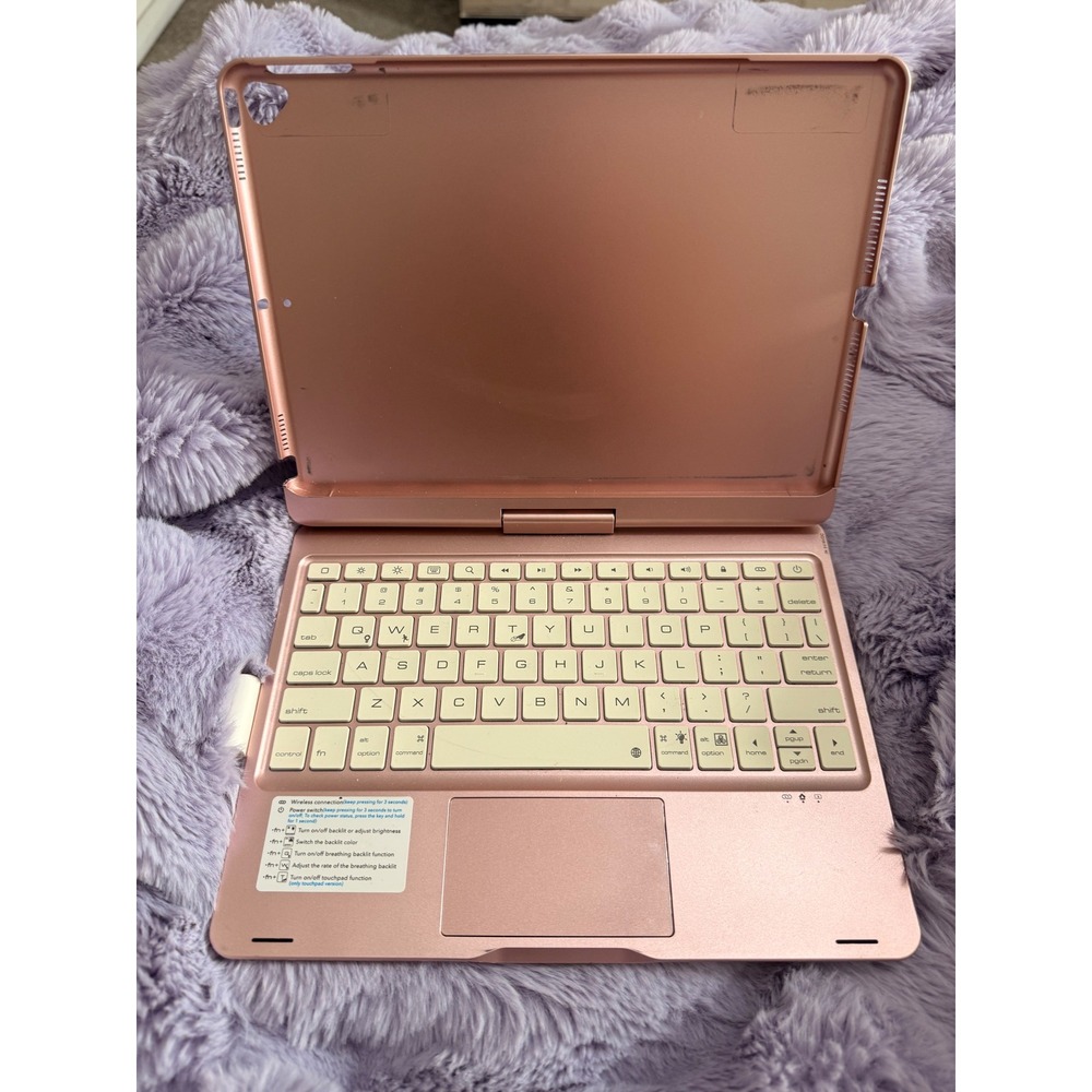 iPad 11" Rose Gold Wireless Bluetooth Keyboard Tablet Case Touchpad 360 Swivel